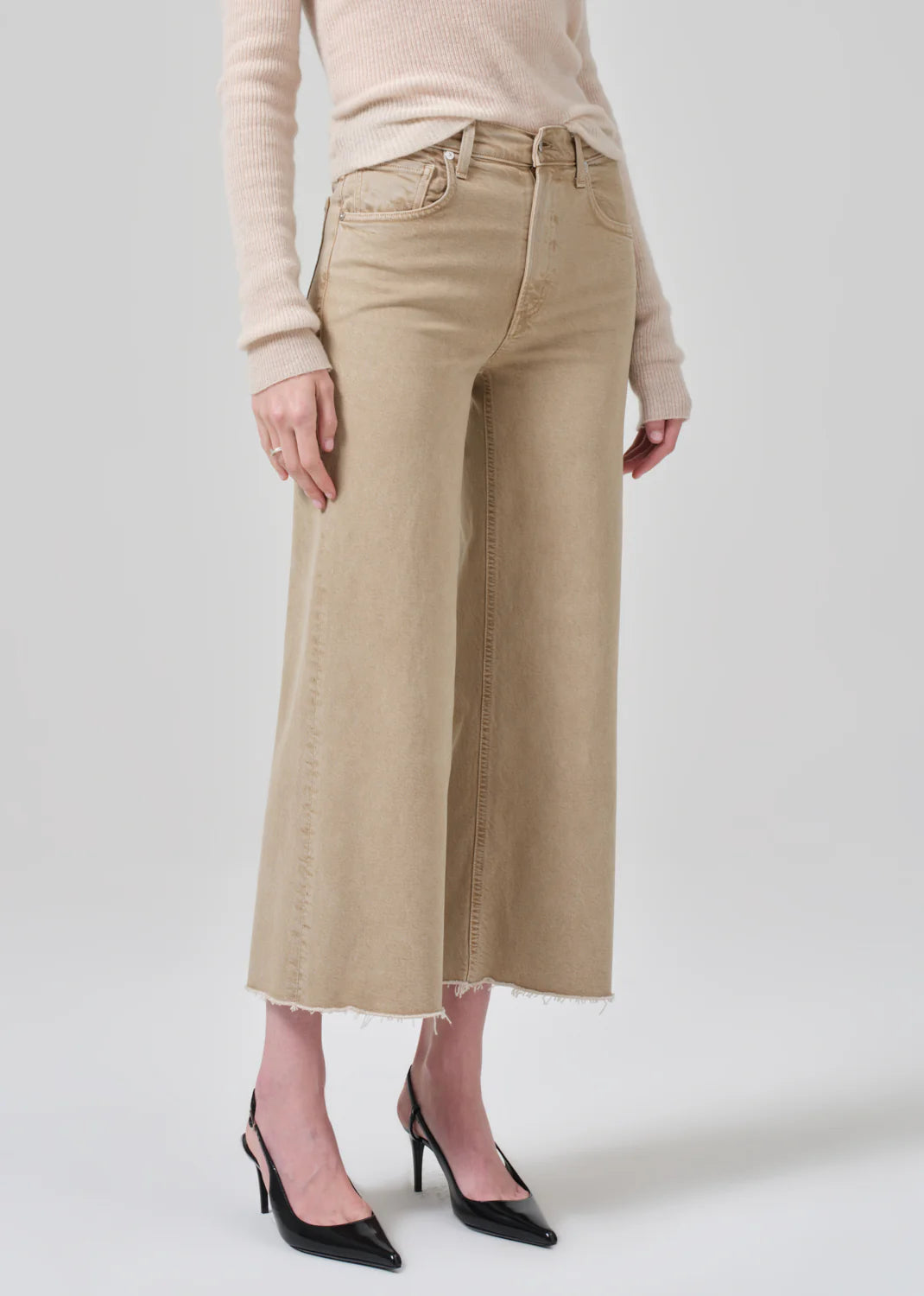 Lyra Wide Leg Crop In Porcini