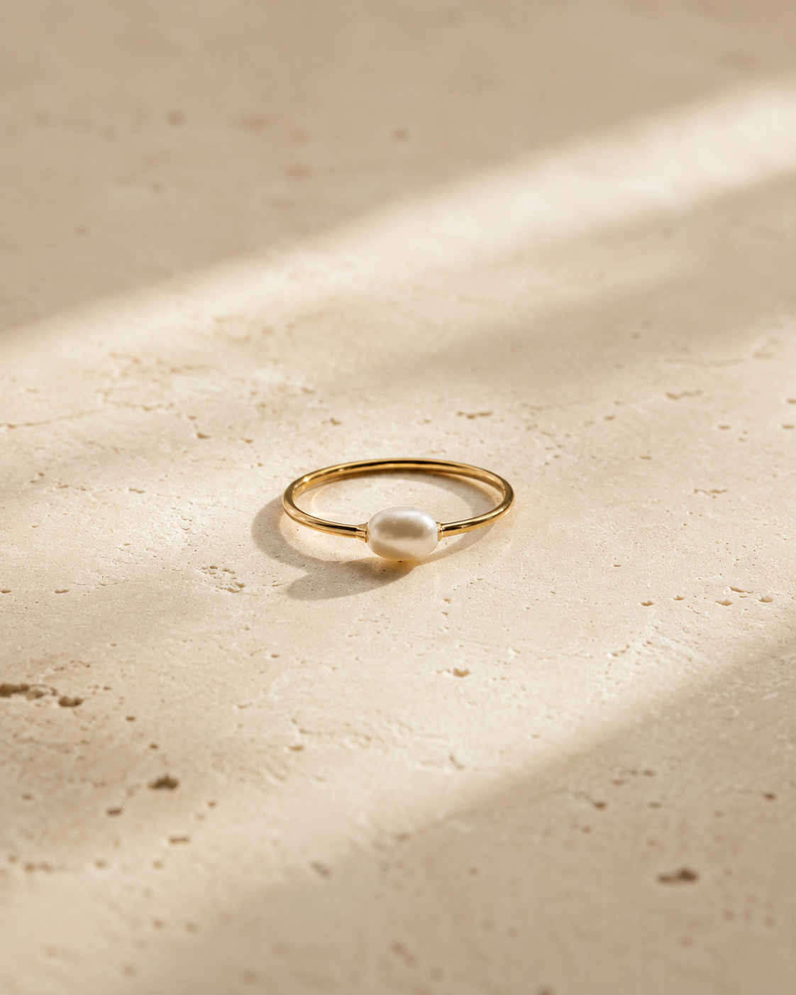 Boem Collection - Capri Pearl Ring | Gold Dainty Pearl Stacking Ring