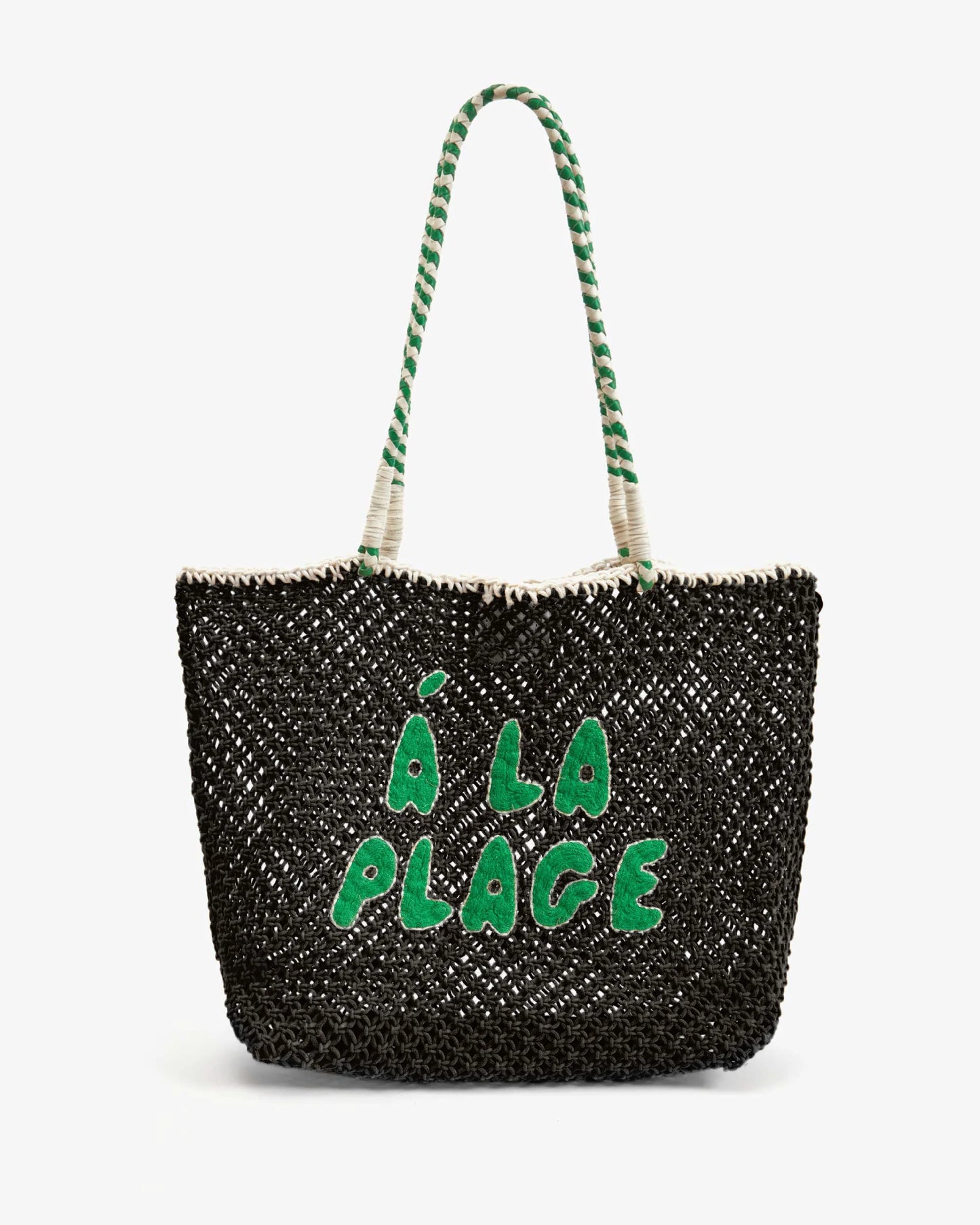L'Été Tote Black w/ Green Apple Á La Plage