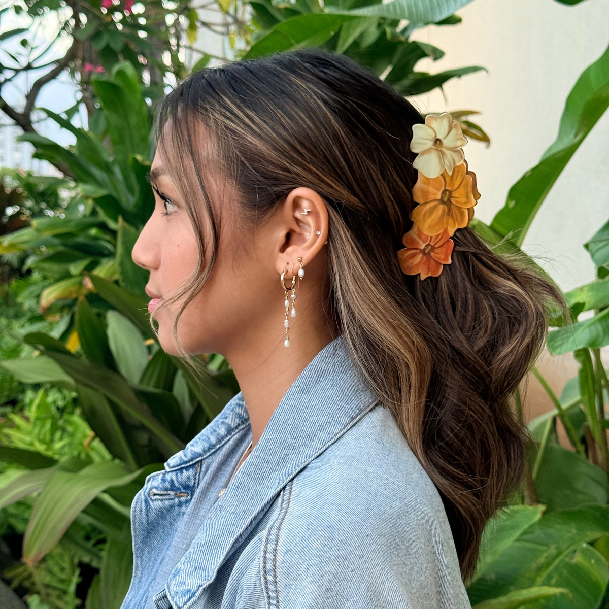 Phases Hawaii - Painted Puakenikeni Triple Hair Claw