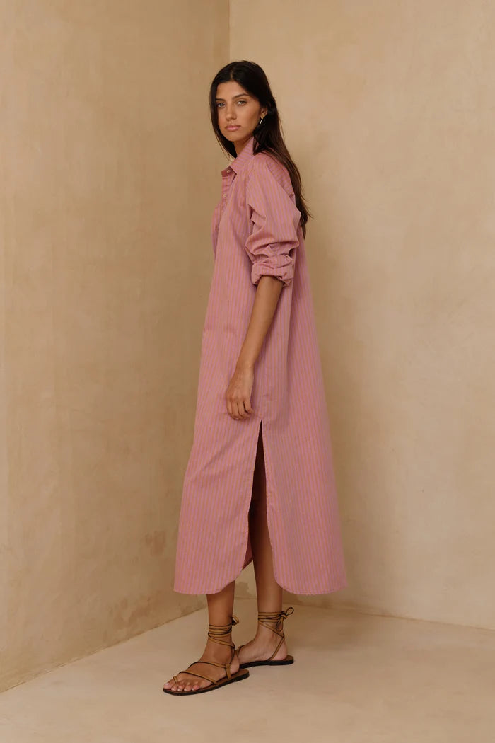 Sunset Shirt Dress Sunset Stripe