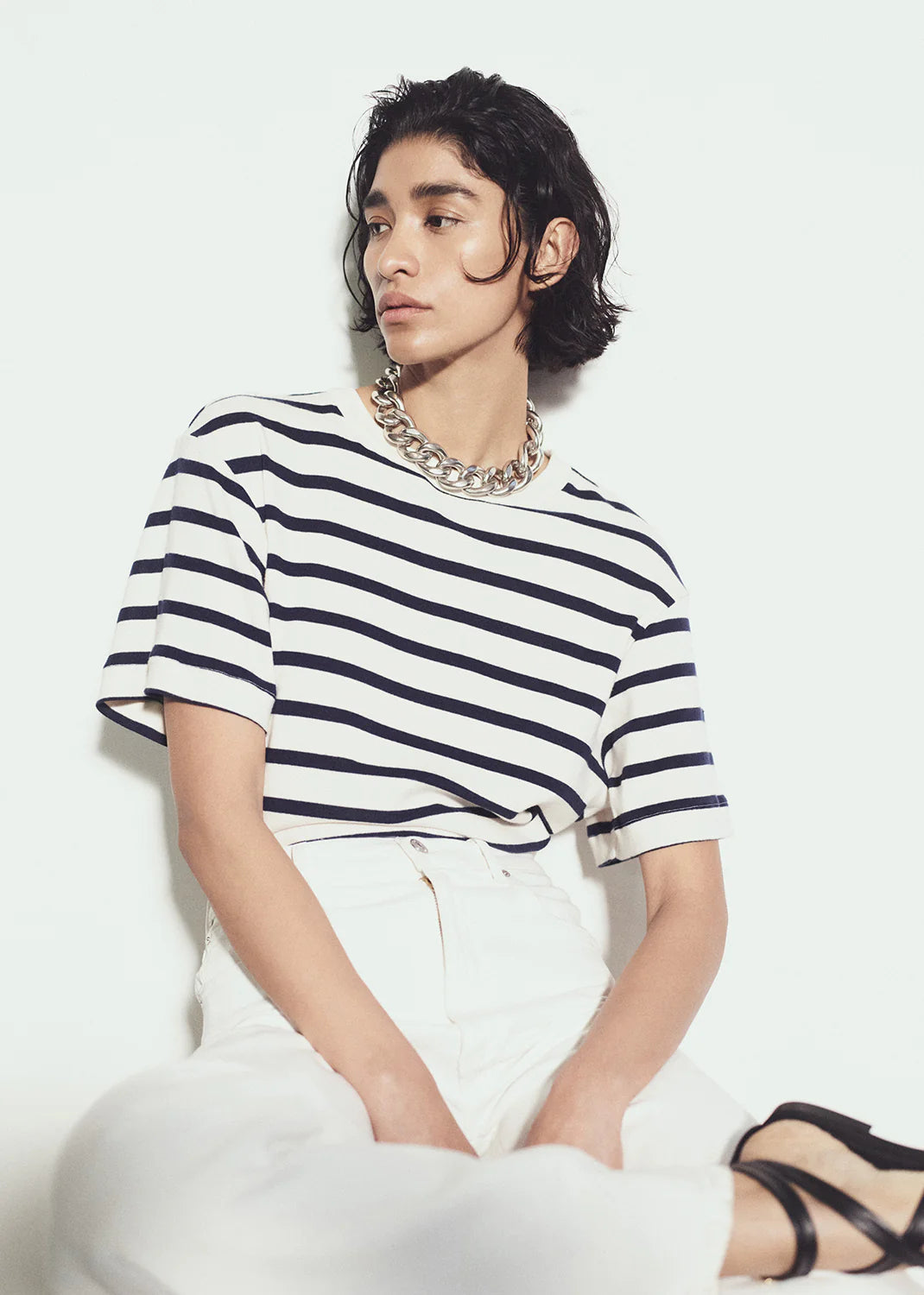 Goldie Tee | Azure Stripe