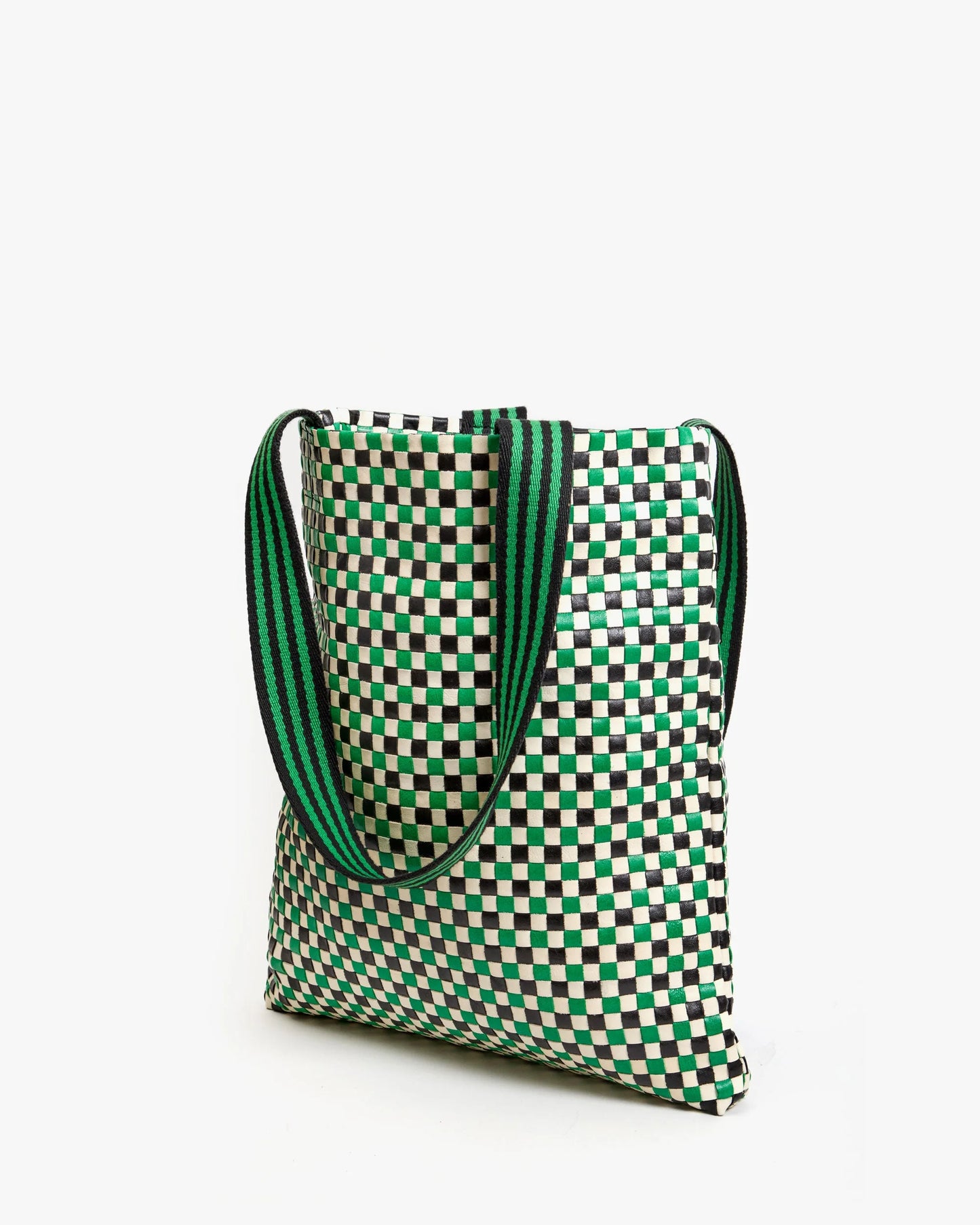 Carryall Tote Green Apple Multi Woven Checker