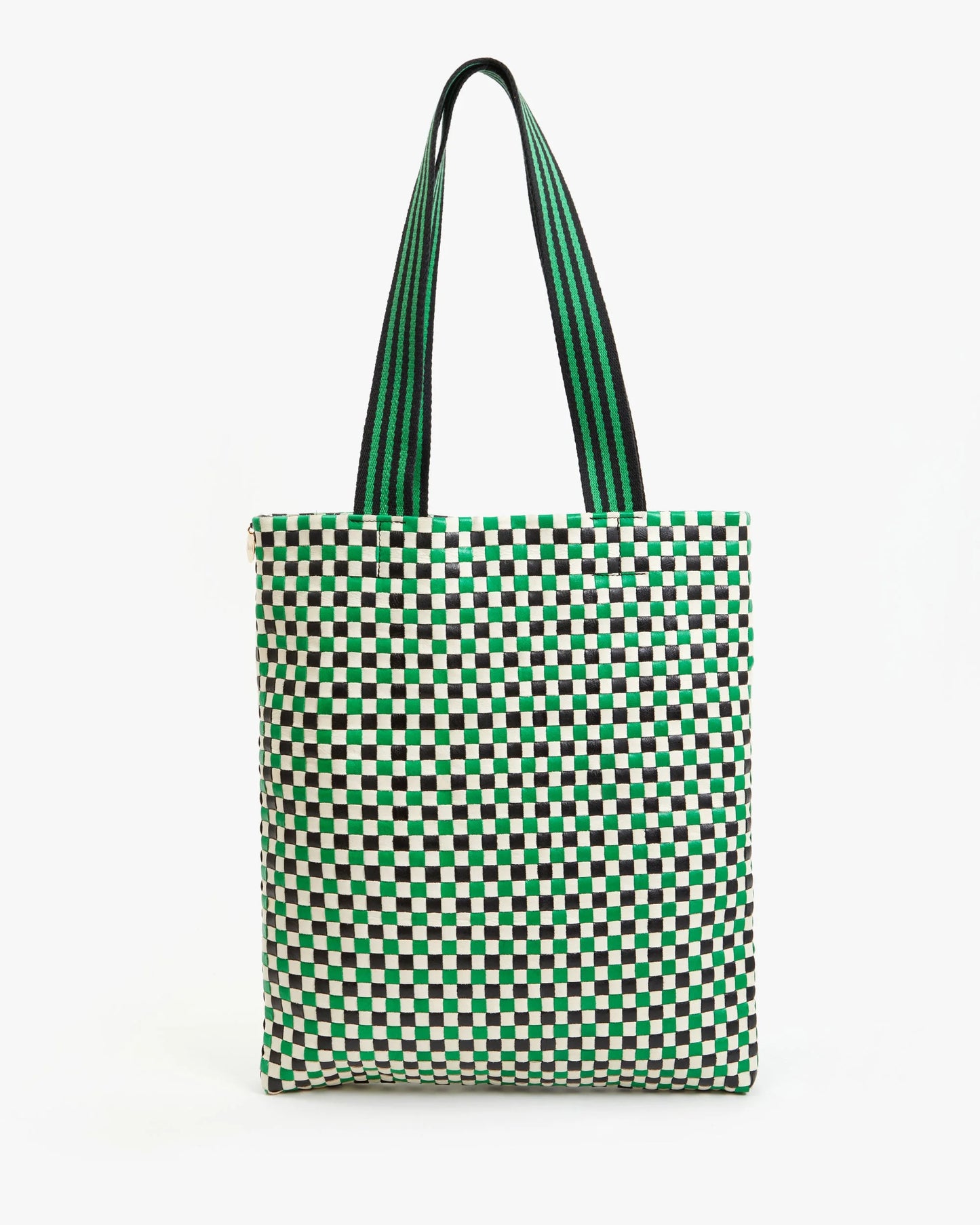 Carryall Tote Green Apple Multi Woven Checker