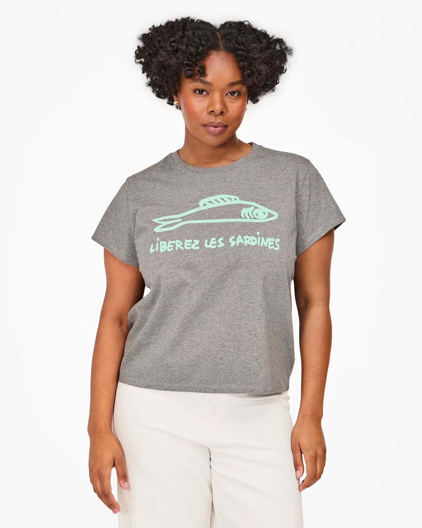 Classic Tee Grey Melange w/ Mist Liberez Les Sardines