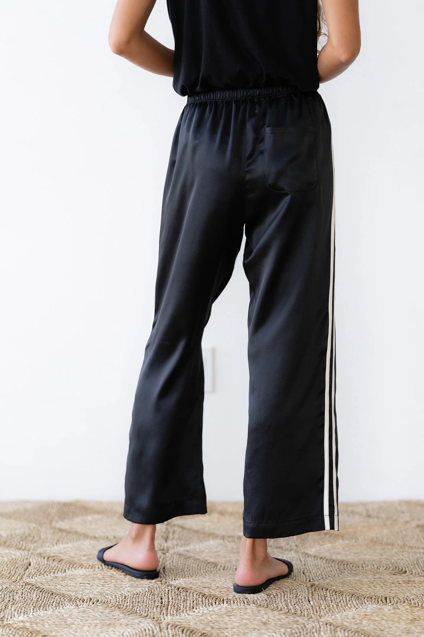 The Silk Stripe Crop Pant | Jet