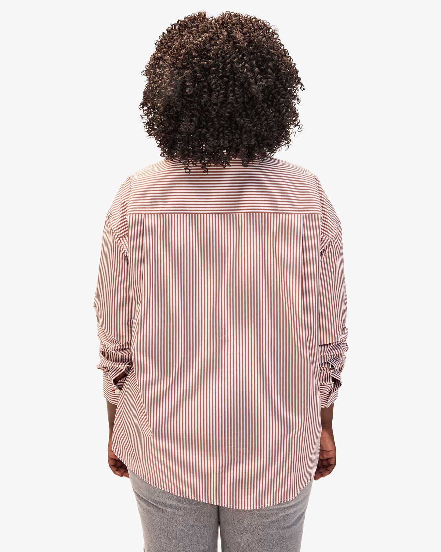 Emilette Oversized Shirt Brown & Cream Cotton Stripe