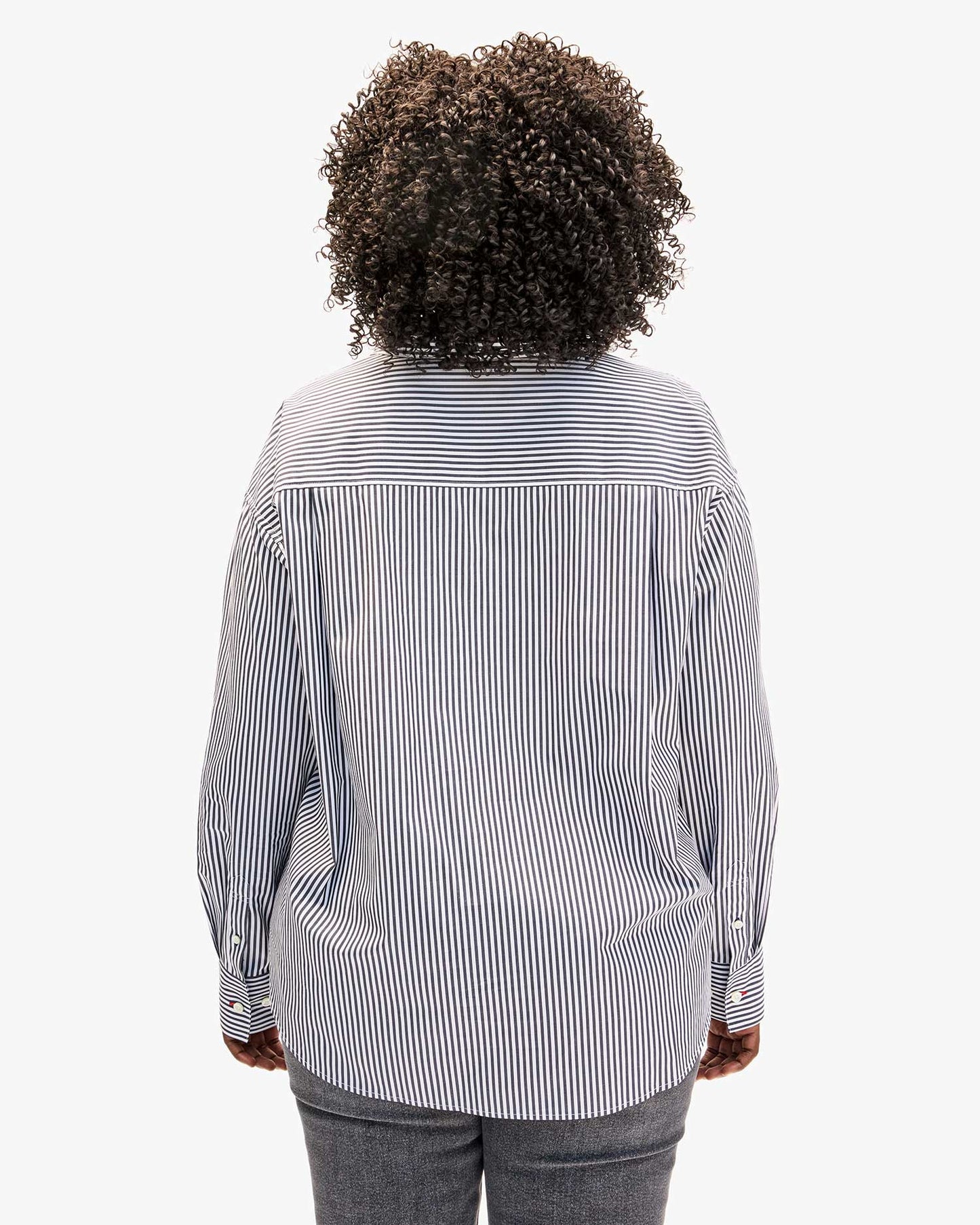Emilette Oversized Shirt Midnight & Cream Cotton Stripe