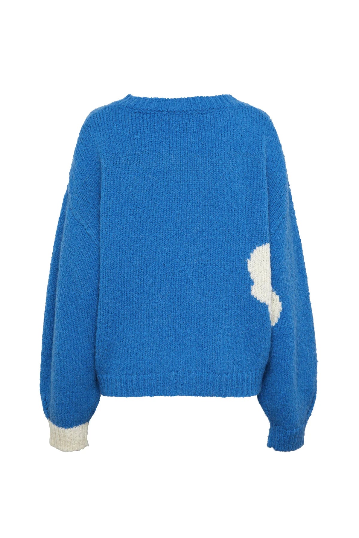 Chunky Knit Cardigan | Blue & Off White