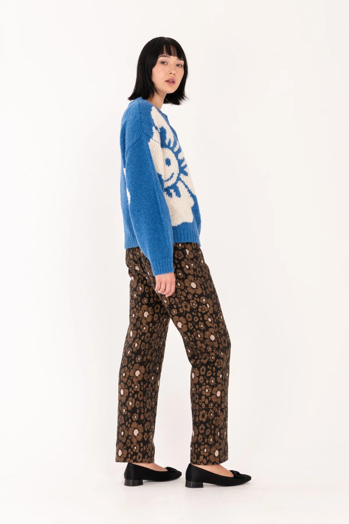 Chunky Knit Cardigan | Blue & Off White