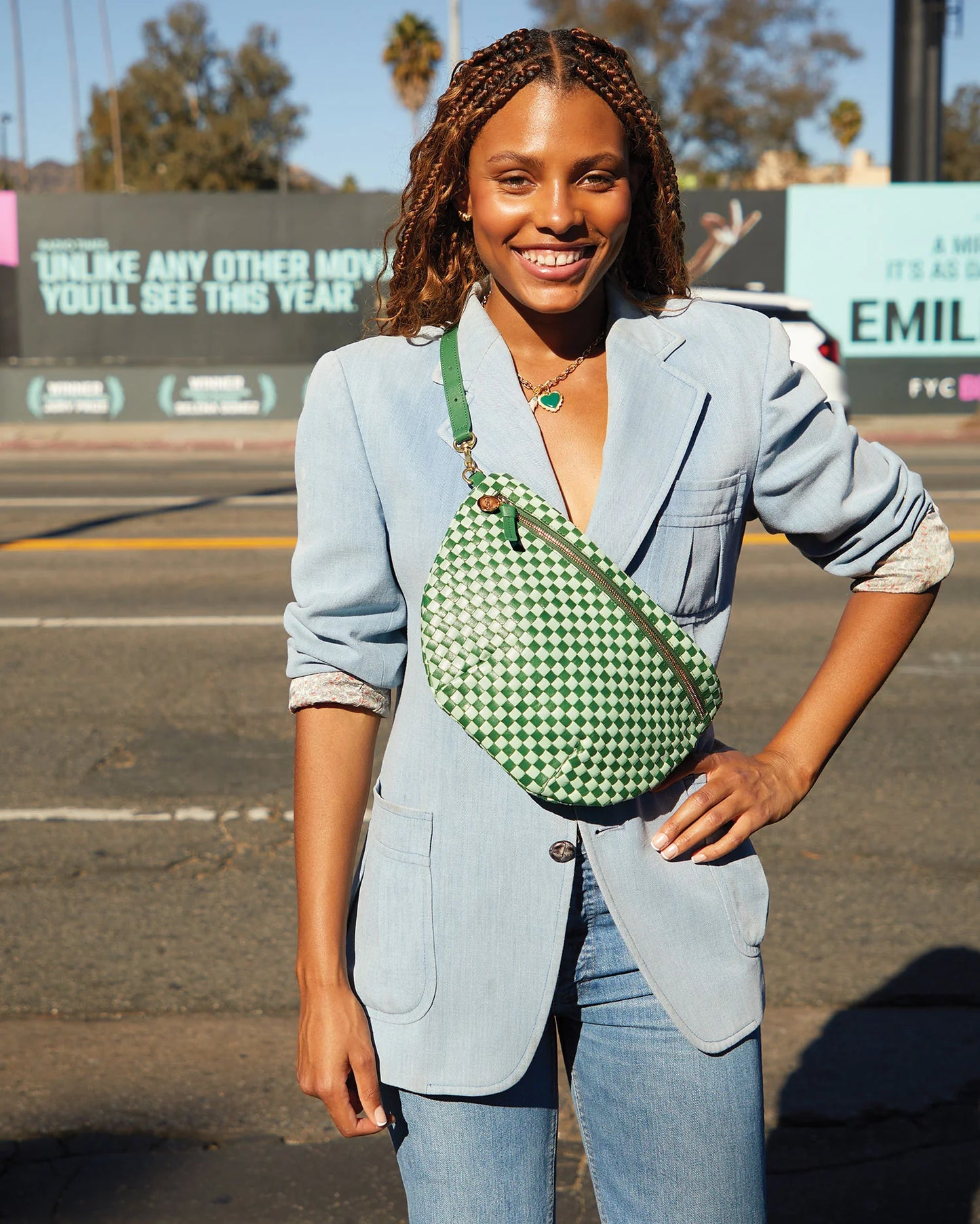 Grande Fanny Fern & Mist Woven Checker