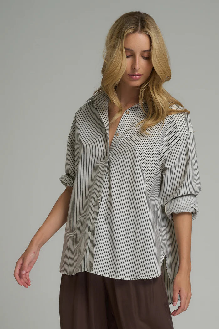 Hasting Shirt Frappe / Charcoal Stripe