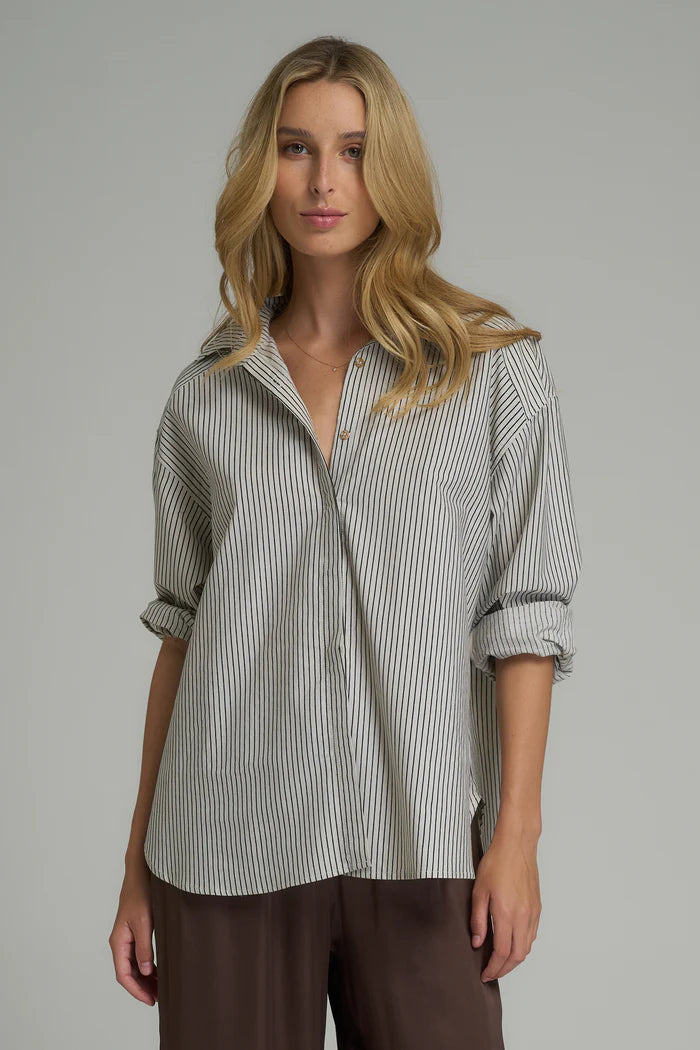 Hasting Shirt Frappe / Charcoal Stripe