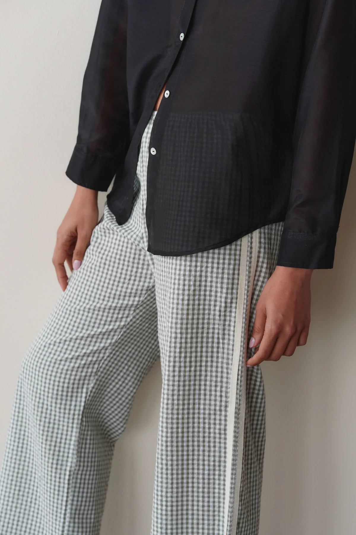 The Cotton Gingham Stripe Crop Pant | Dill