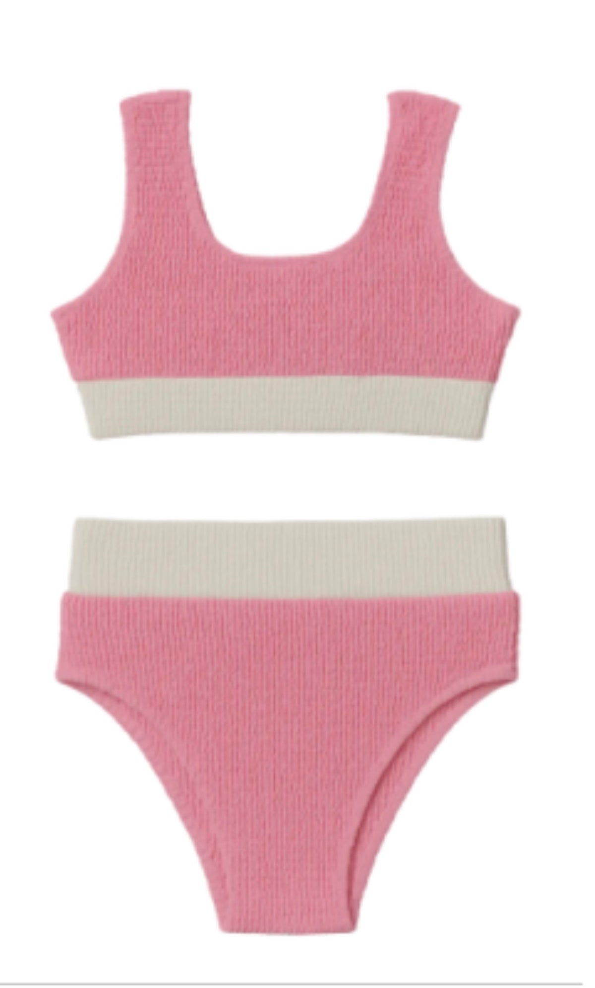 Crinkle Color Block Two Piece Swimsuit | Berries & Cream