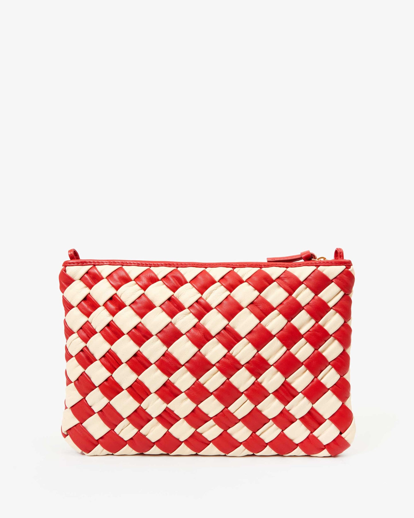 Flat Clutch w/ Tabs Rosa & Cream Puffy Woven Checker