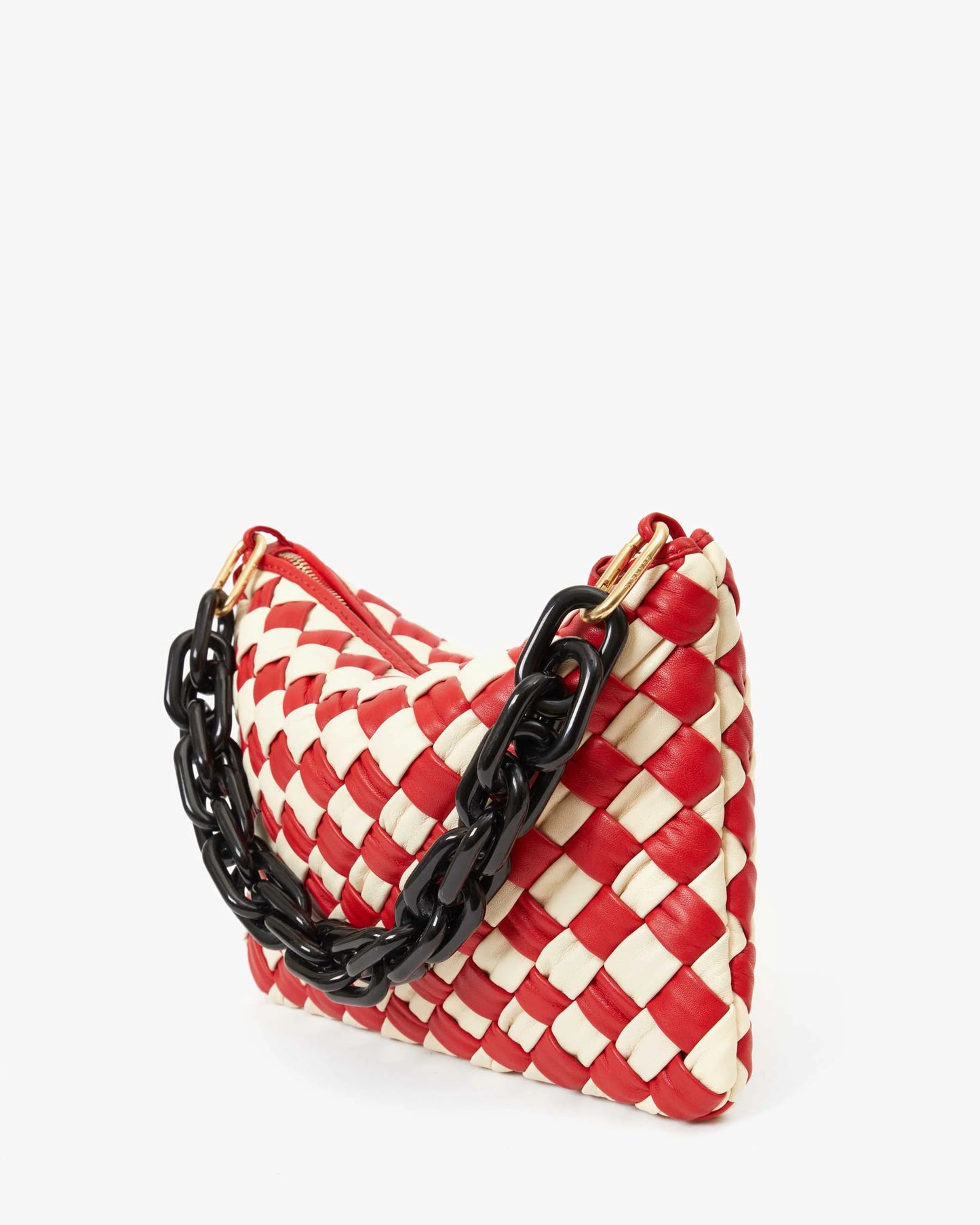 Flat Clutch w/ Tabs Rosa & Cream Puffy Woven Checker