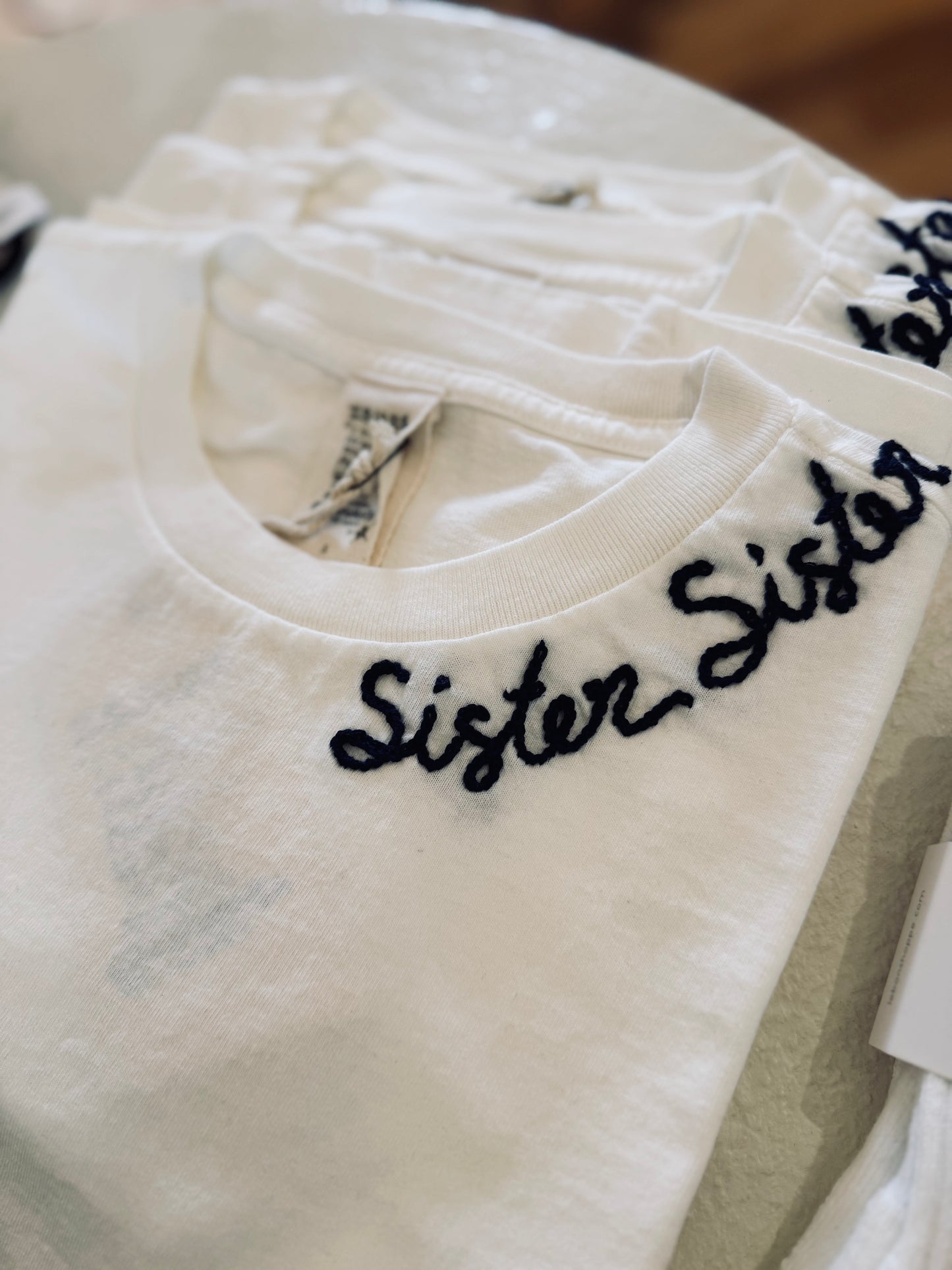 Sister Sister Embroidered Tee