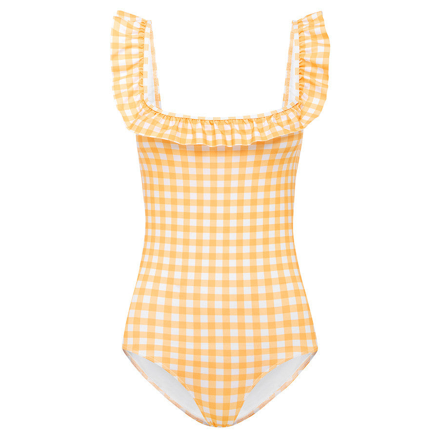 Marigold Gingham Flounce One Piece