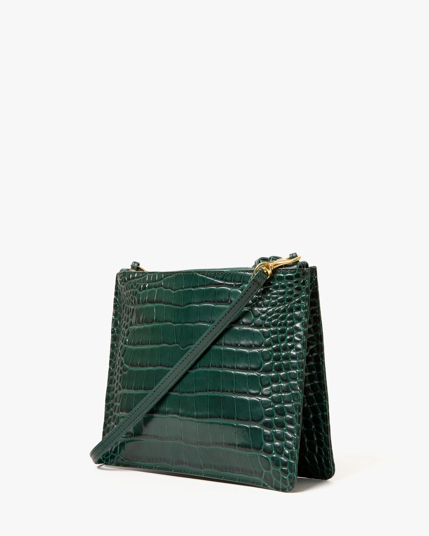 Margot Double Sac Bretelle | Deep Pine Embossed Croco