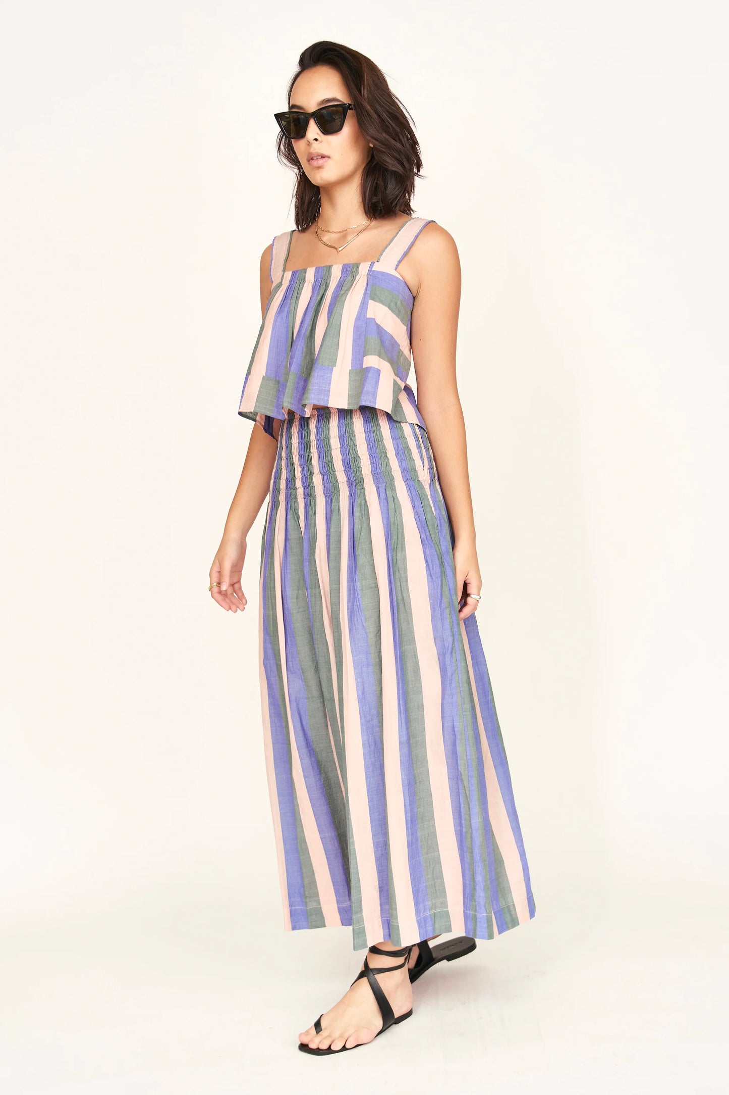 SAVANNAH SMOCKED SKIRT IN CARNIVAL STRIPE