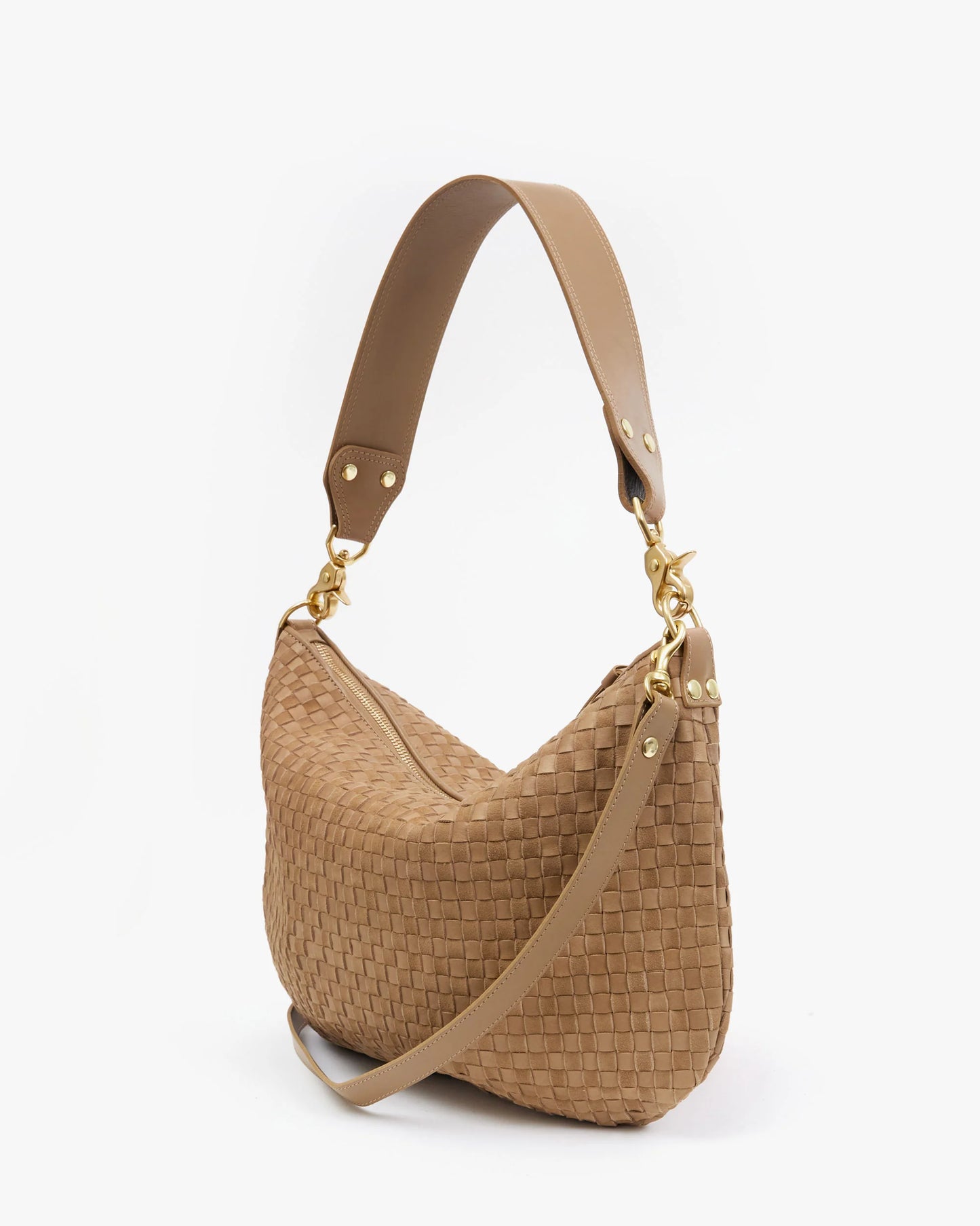 Moyen Messenger Clay Leather & Suede Woven Checker