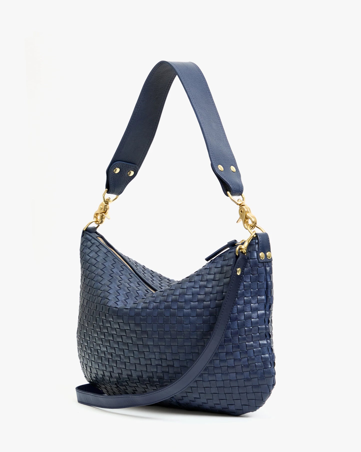 Moyen Messenger Bleu Marine Woven Checker