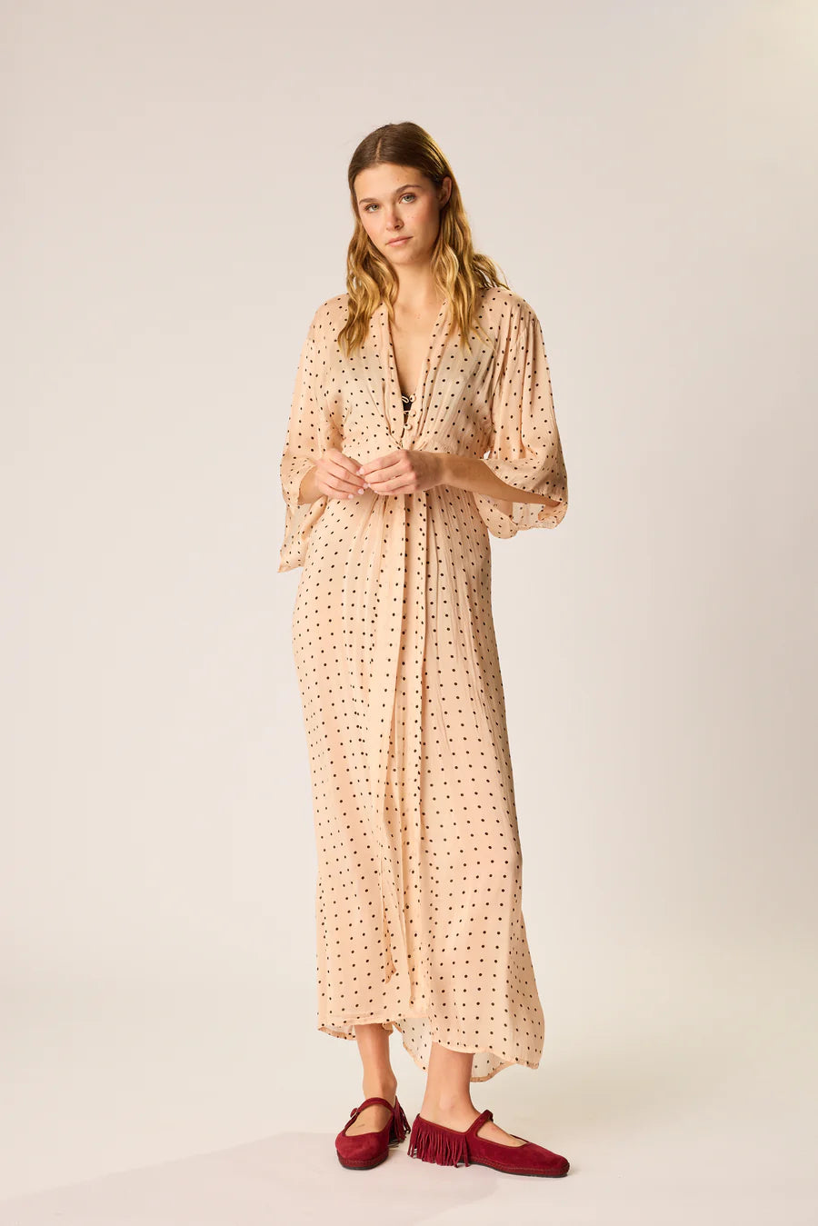 SARAH DRESS | Polka Dot Creme