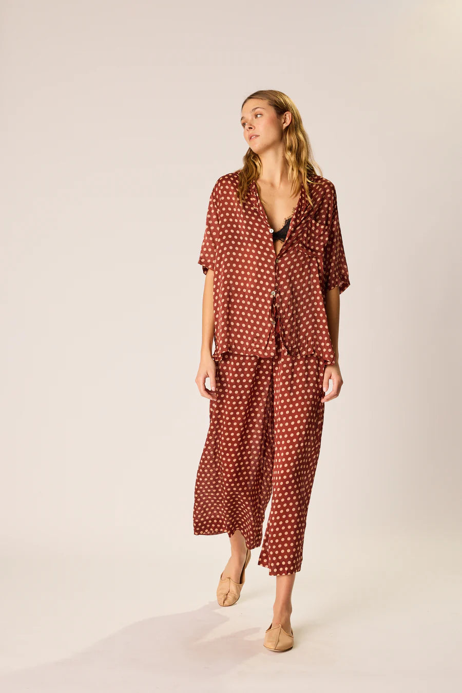 LAUREN PANT POLKA DOT CAPPUCCINO