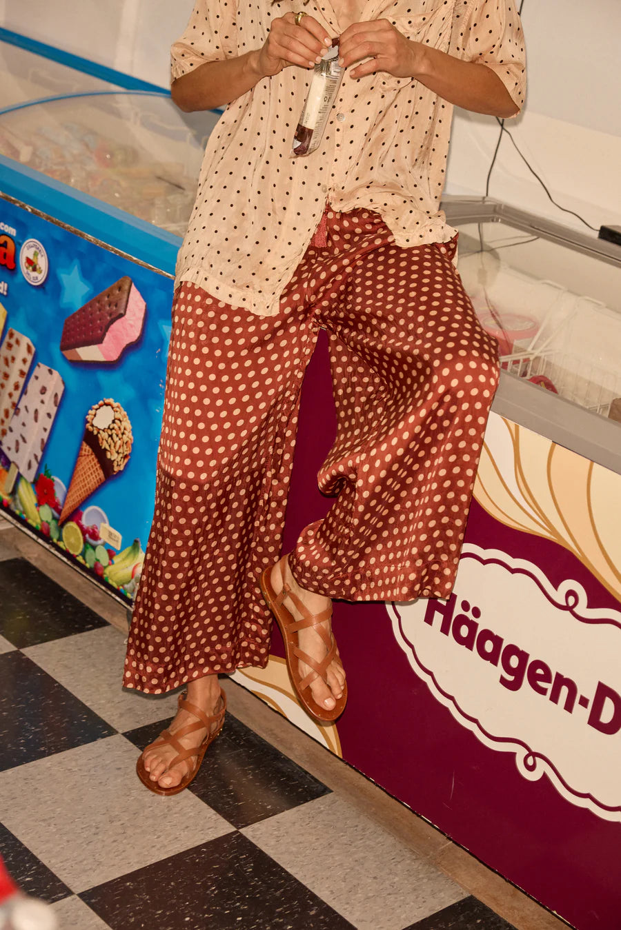 LAUREN PANT POLKA DOT CAPPUCCINO