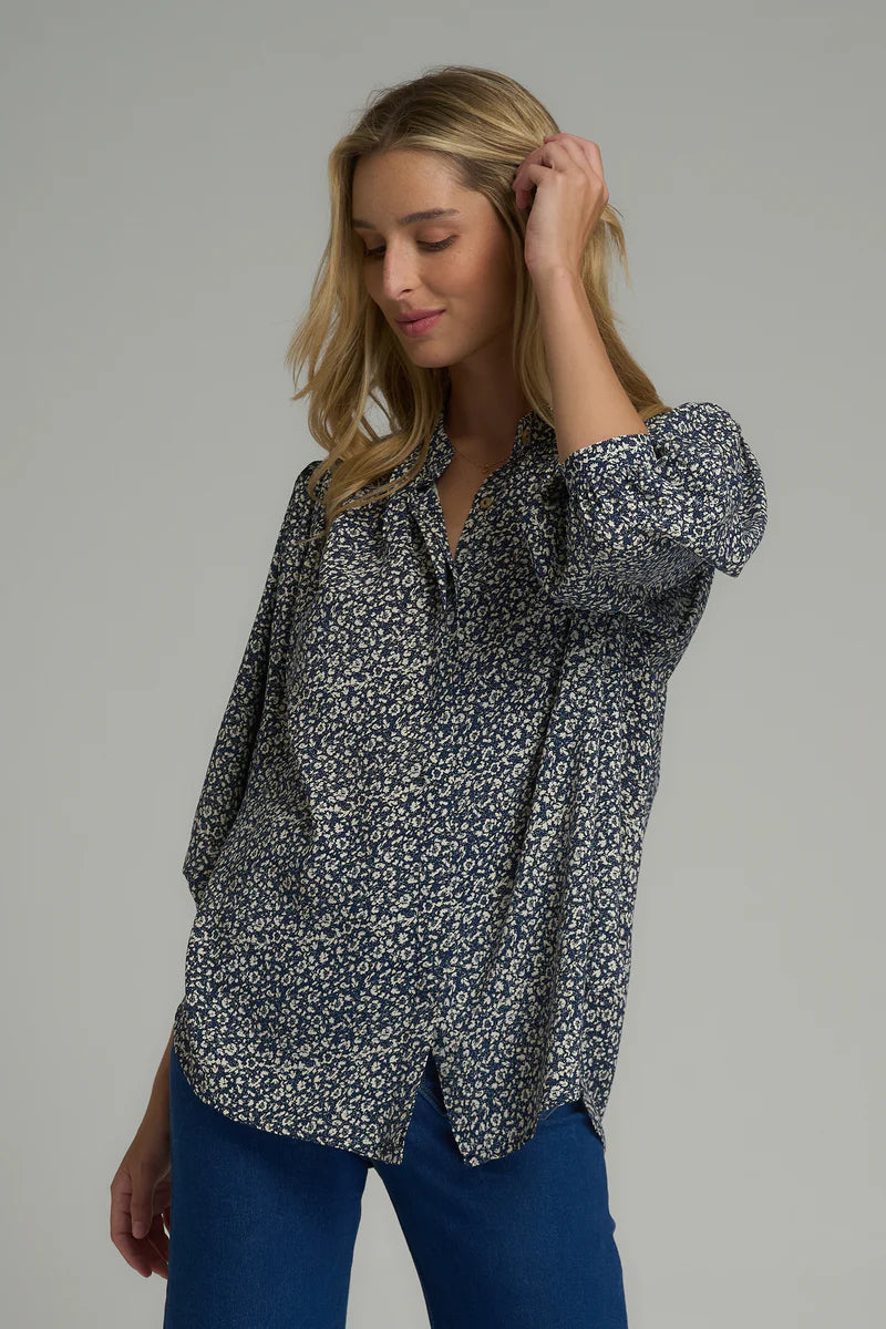 NEWPORT TOP - HAMPSTEAD FLORAL NAVY/IVORY