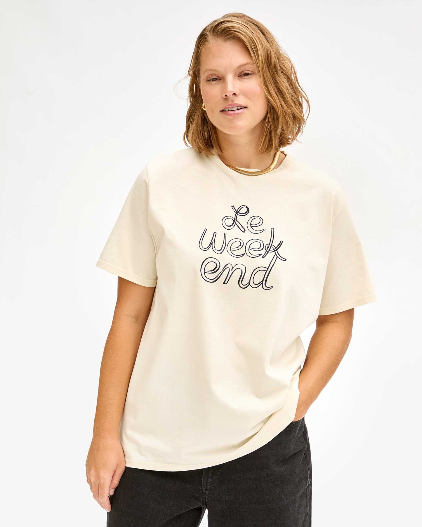 Original Tee Cream w/ Navy Le Weekend