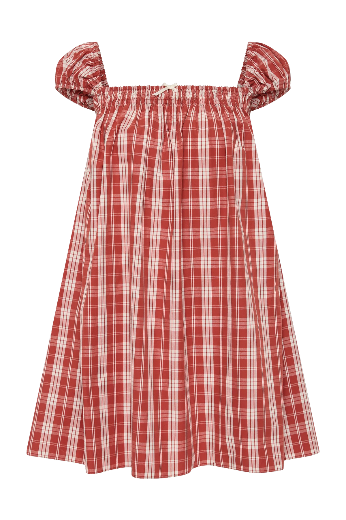 Faithfull the Brand Belinha Mini Dress in Ines Check Terra Rosso