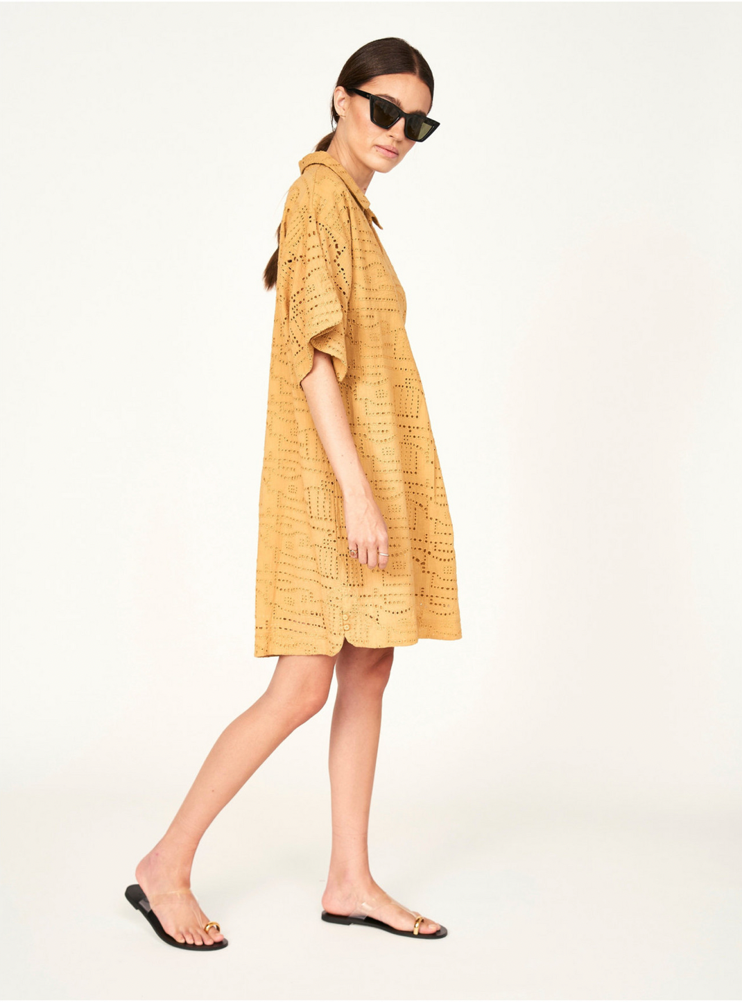 LANAI POPOVER DRESS IN GOLDEN EYELET