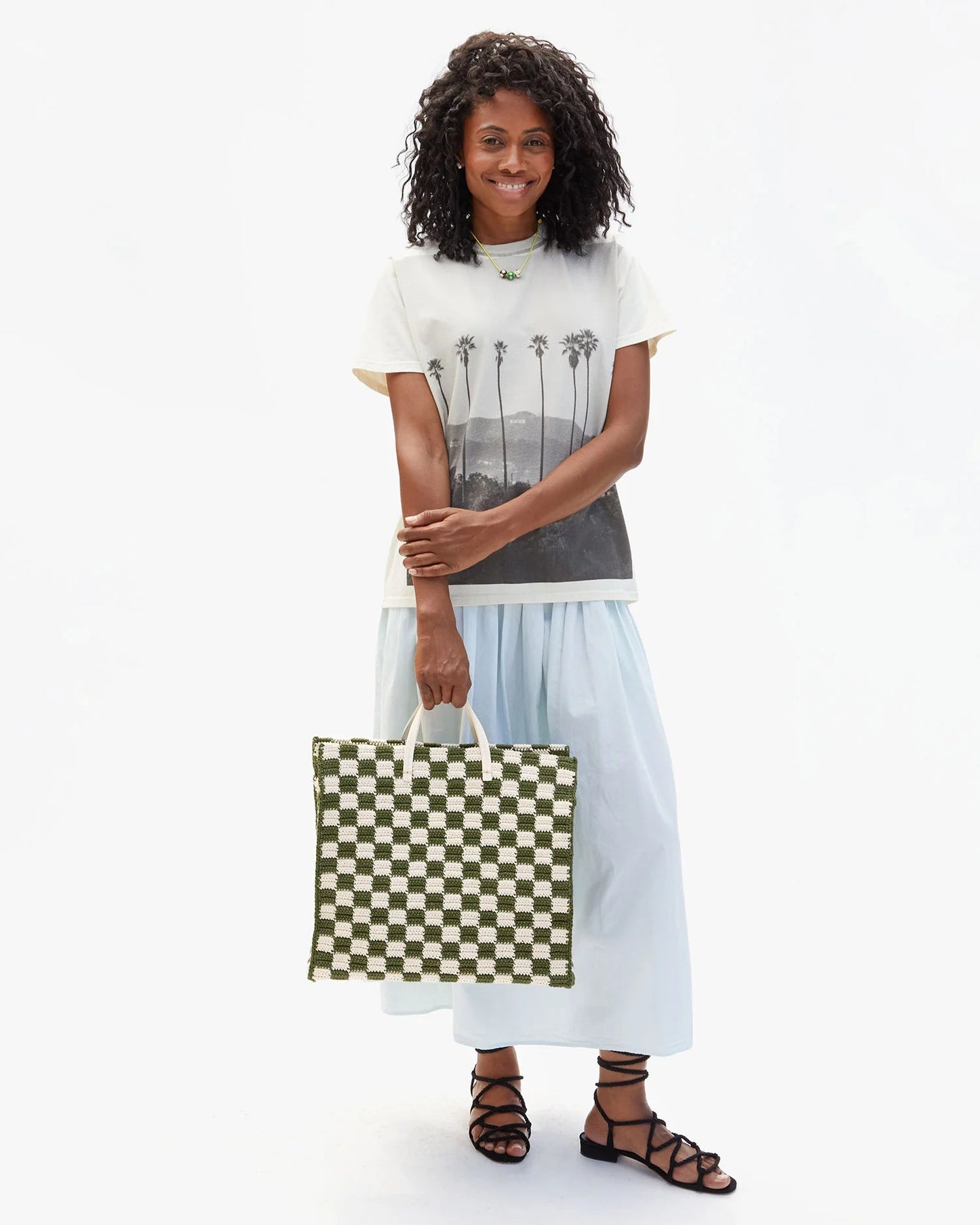 Summer Simple Tote | Crochet Checker Olive & Cream