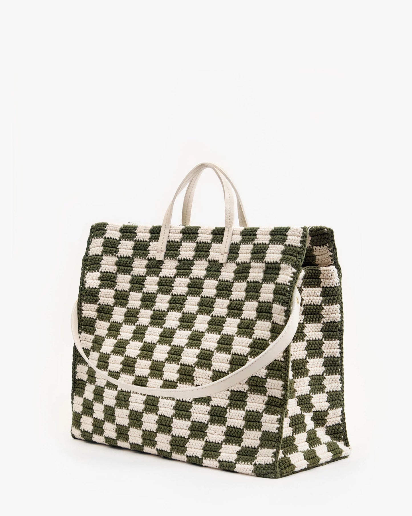 Summer Simple Tote | Crochet Checker Olive & Cream
