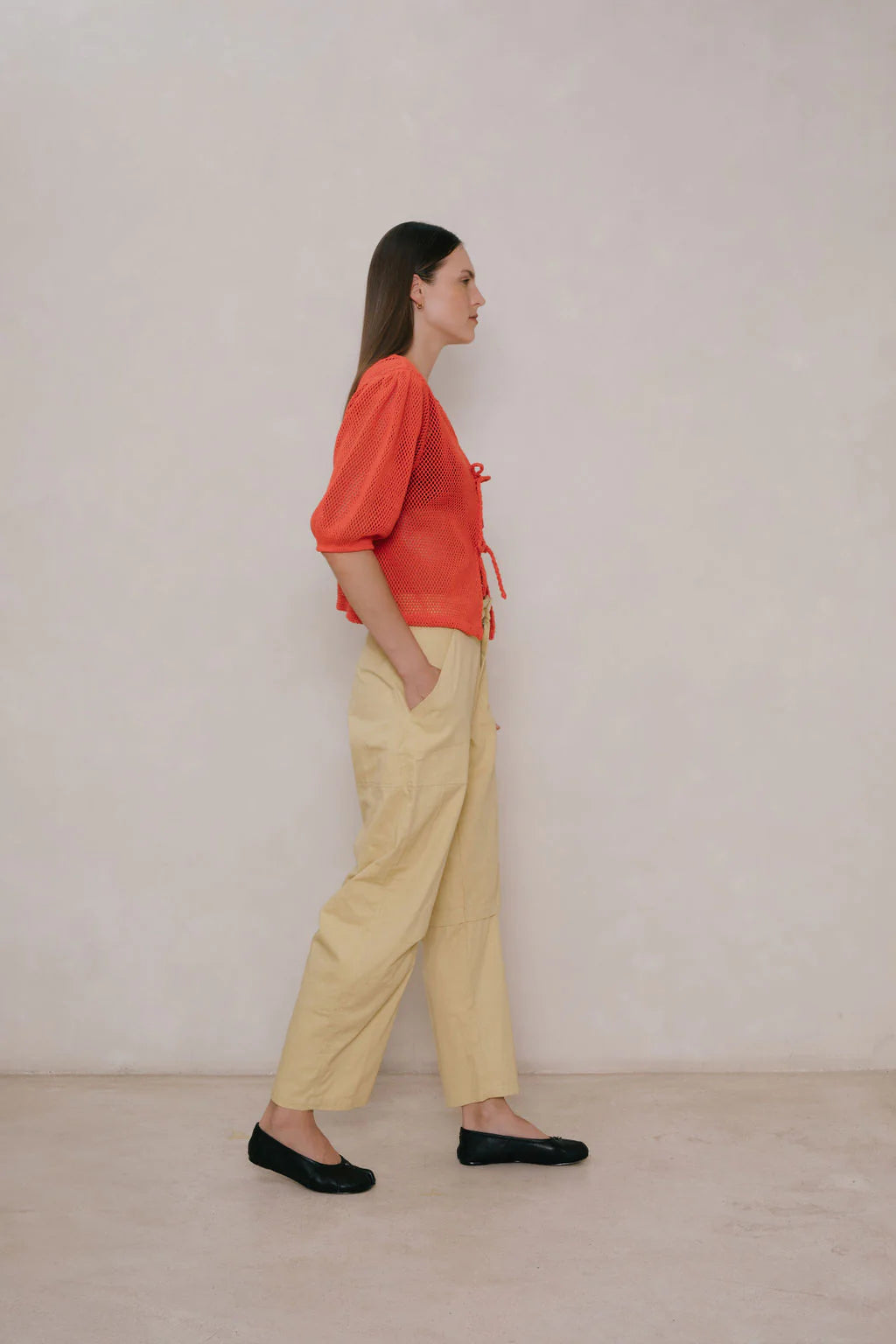 Mesh Puff Sleeve Top | Tomato