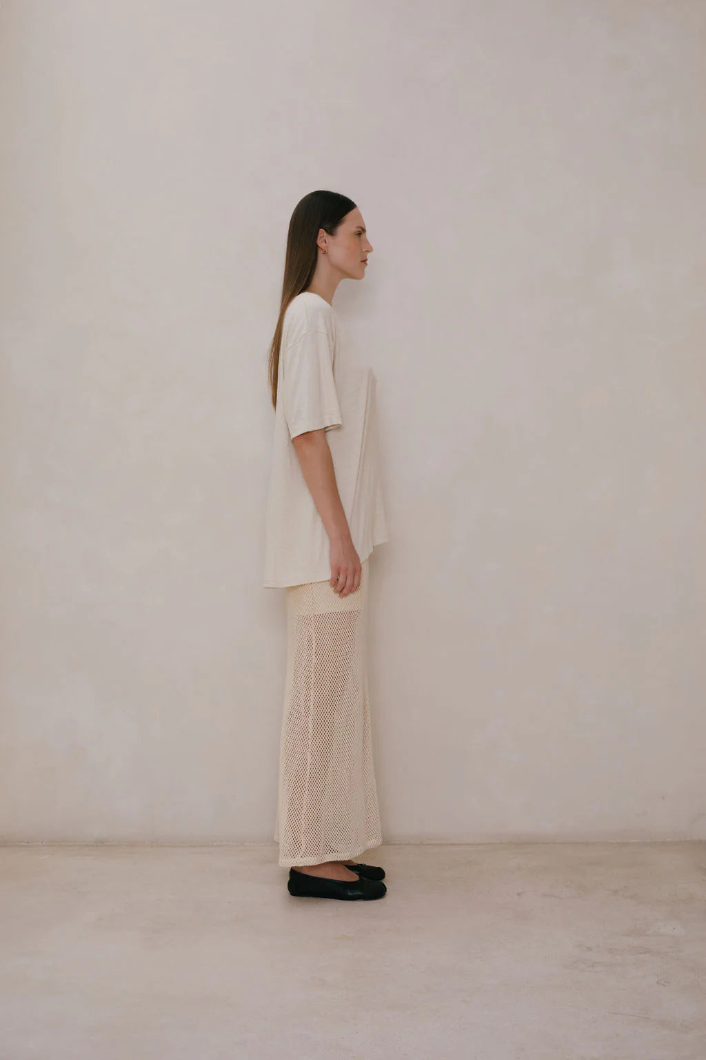 Cotton Silk Big Tee | Cream