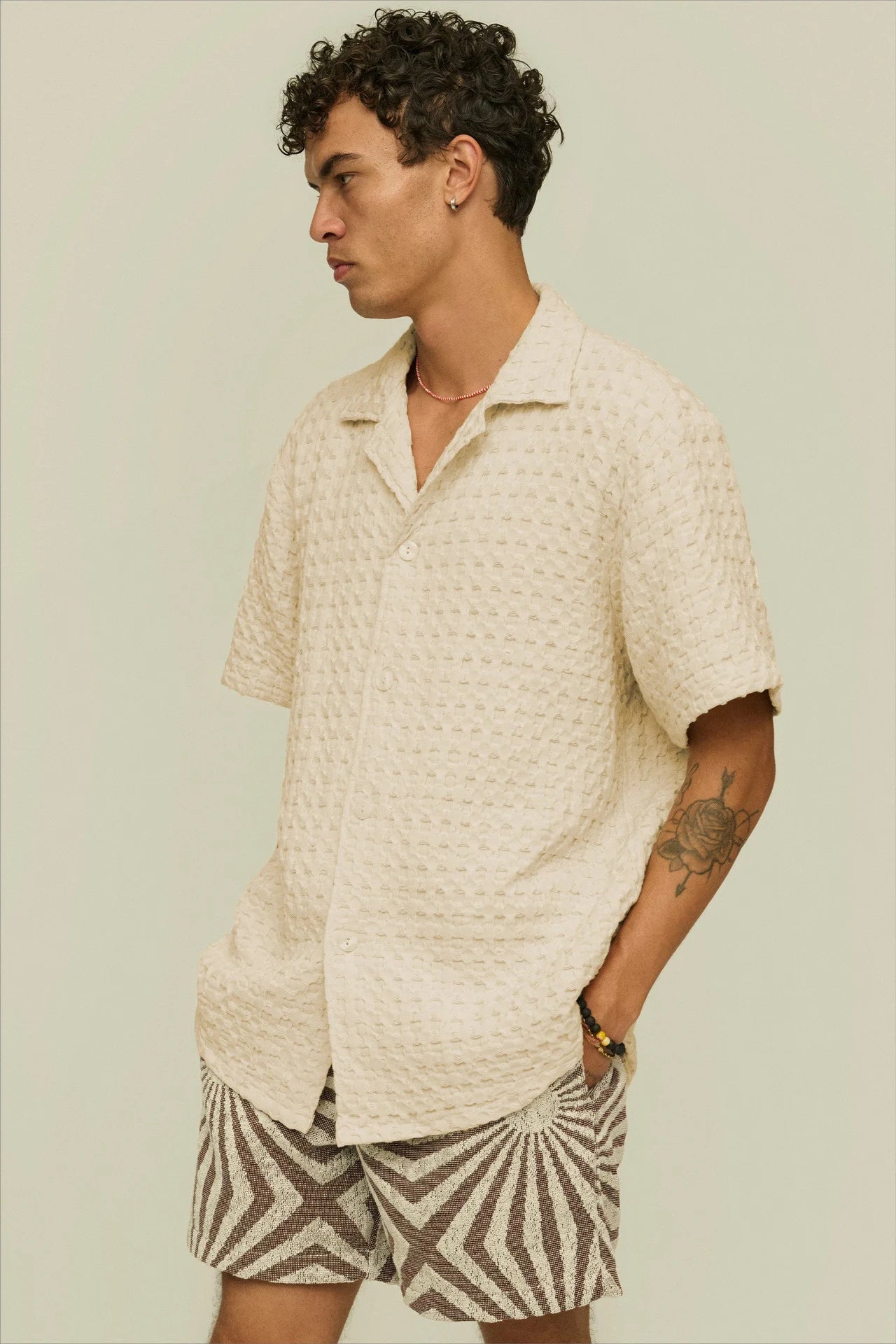 OAS ECRU Cuba Waffle Shirt