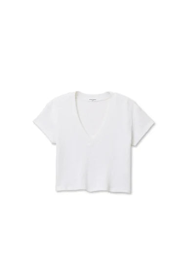Jada WAFFLE SS BOXY V NECK TEE | White