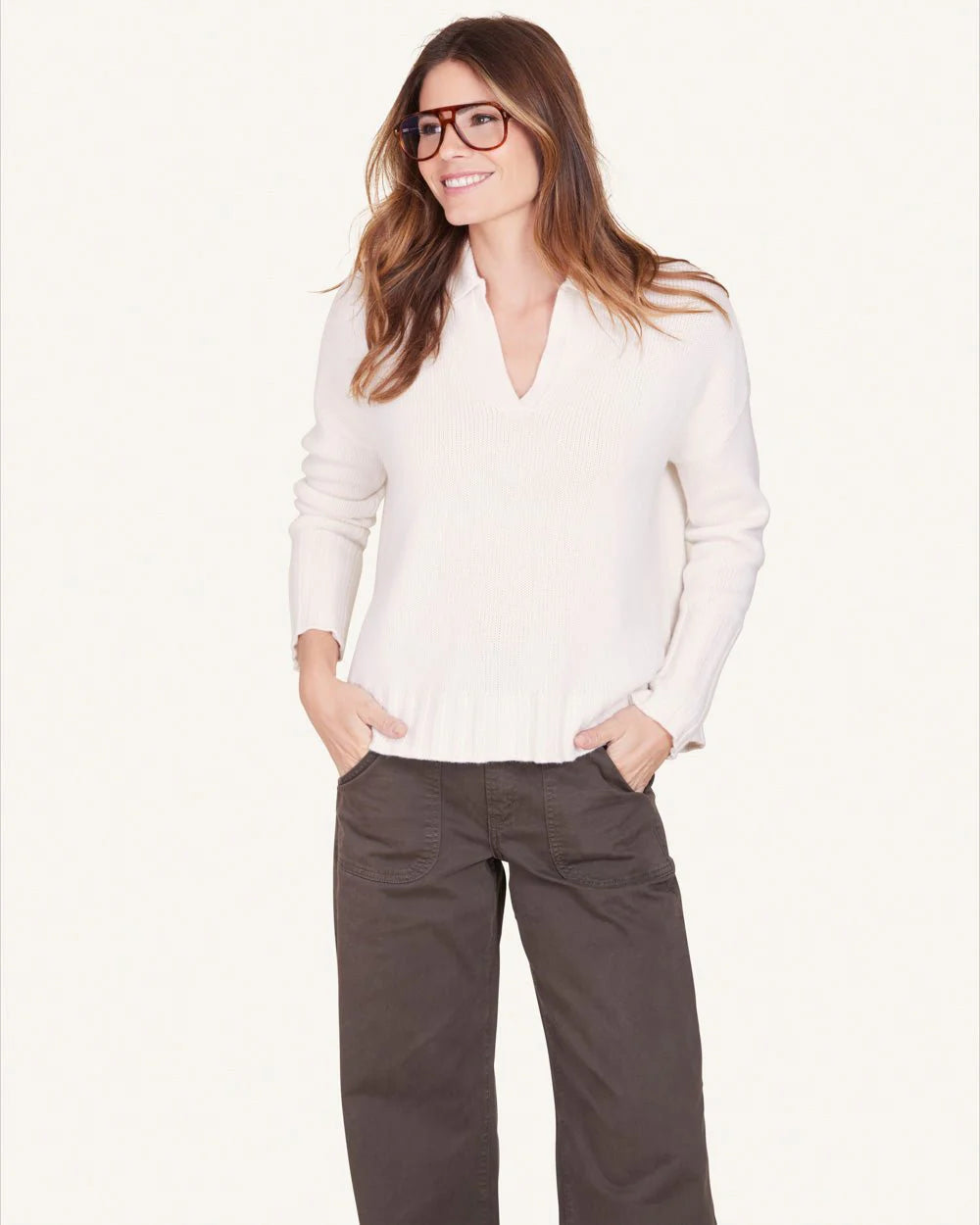 Leland Cashmere Polo | Ivory