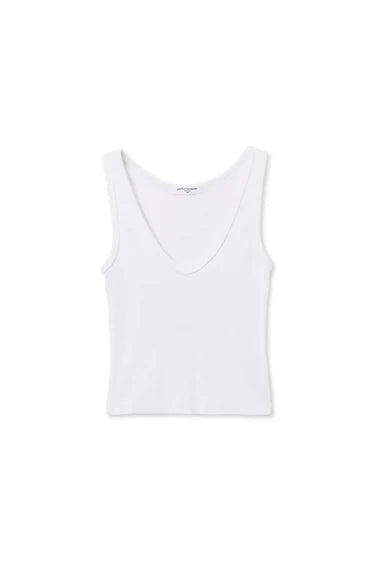 Maria rib v-neck tank | White