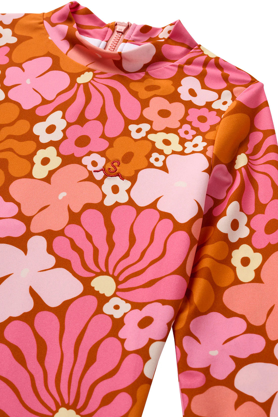 Fleurs / Long Sleeve Surf Suit Swimsuit / Rose