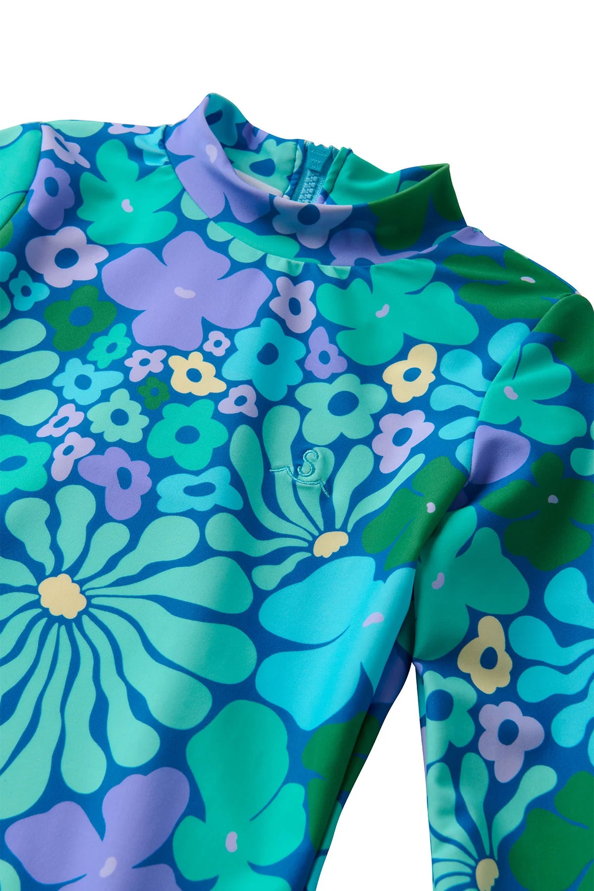 FLEURS / LONG SLEEVE SURF SUIT SWIMSUIT / AQUA