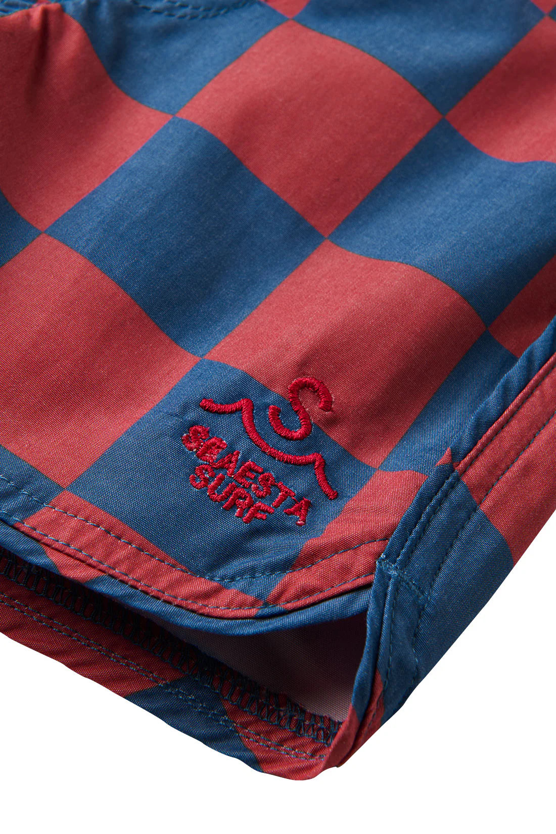 Seaesta Scallop Retro Flare Boardshort |Nautical Checks | Navy Blue + Red