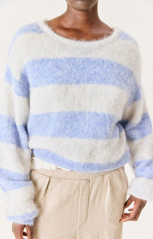American Vintage NIBY SWEATER, FROST BLUE STRIPE