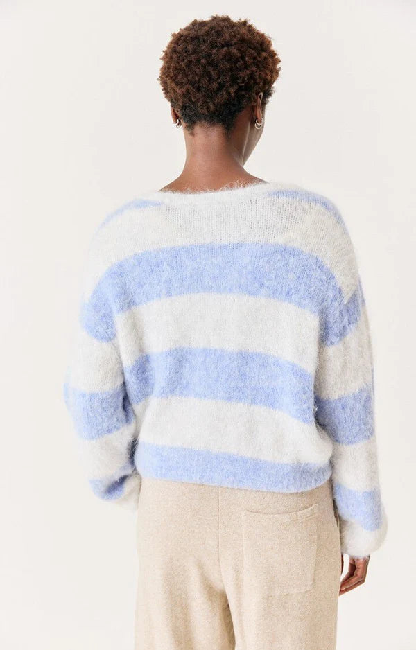 American Vintage NIBY SWEATER, FROST BLUE STRIPE