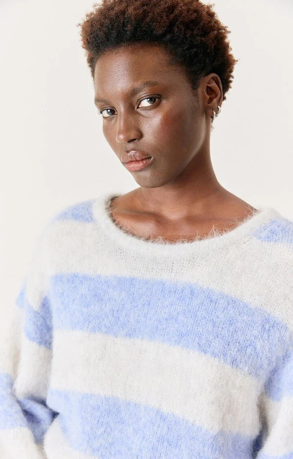 American Vintage NIBY SWEATER, FROST BLUE STRIPE