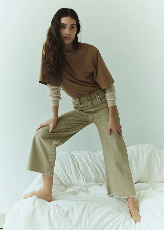 Lyra Wide Leg Crop In Porcini