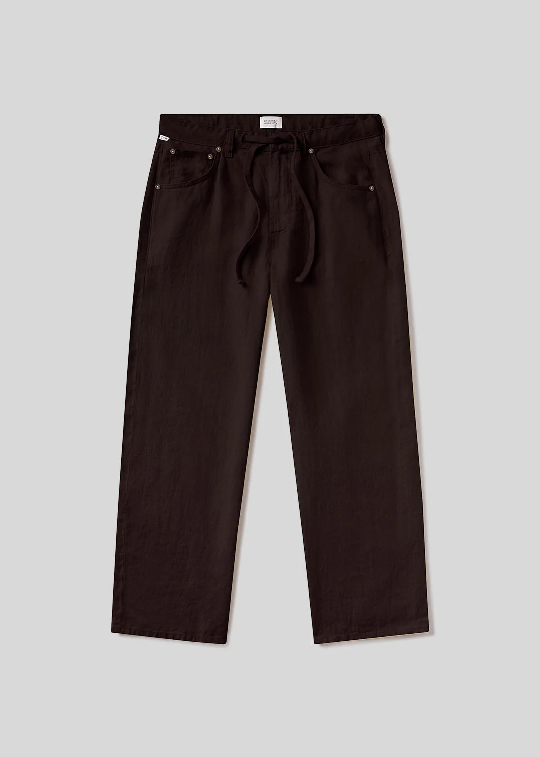 Brynn Drawstring Linen Trouser In Chocolate